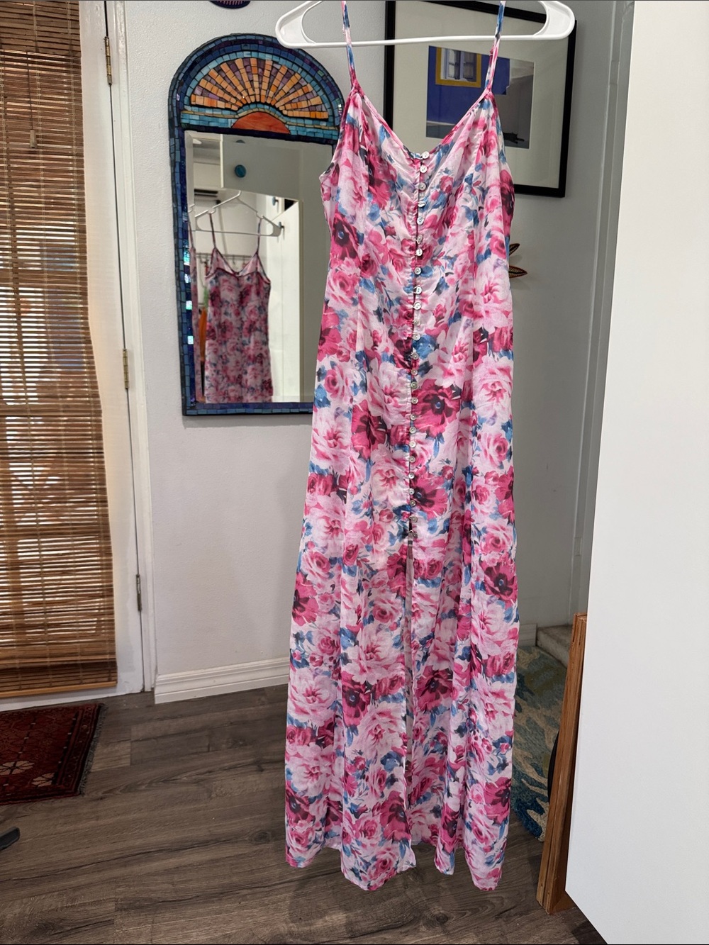 Buffalo David Bitton Pink Floral Button-Front Maxi Dress